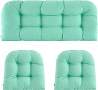 Wicker Chair Cushions  3 Pc  Aqua Blue