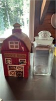 Antique apothecary jar? Vintage cookie house barn