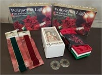 2 Sets Poinsettia Lights, Holiday Ice Trays,