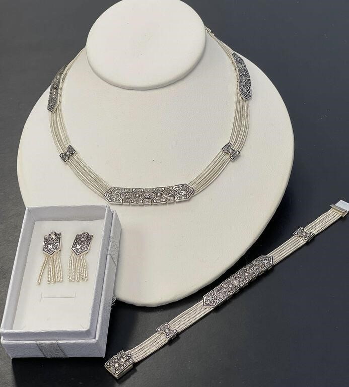 Three-Piece Sterling Art Deco Set