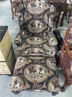 Fox hunting style chair w/ foot stool