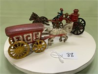 Cast Iron Fire Wagon & Ice Carriage