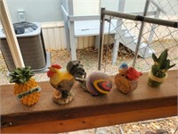 5pc Misc. Outdoor Decor,  Rooster, Cactus