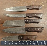 5 Damascus kitchen/chef knives