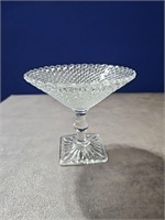 AH  Diamond Quilted Depression Glass  Compote