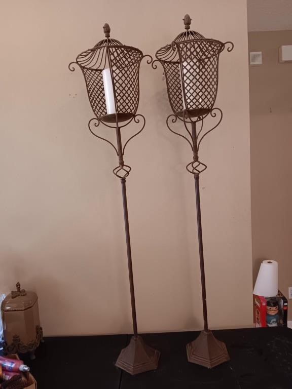 2 tall 62 inch metal candle holders designed