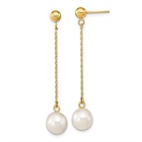 14 Kt- Fresh Water Pearl Dangle Earrings