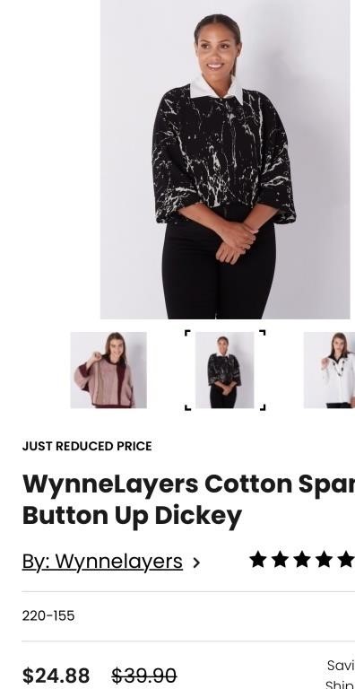 2 x Sz XS WynneLayers Cotton Span Button Up Dickey