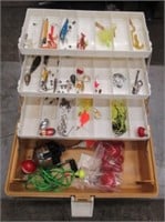 Adventurer tackle box with assorted tackle.