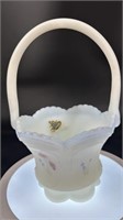 Fenton HP White Opal Satin Basket