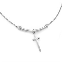 Sterling Silver Polished Cross Necklace