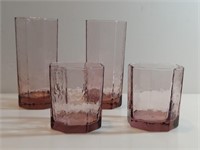 4pc Libbey Facets Purple Octagonal Drinking