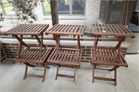 6 FOLDING WOODEN OUTDOOR TABLES - 20" L x 19" W