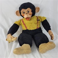 Vintage Monkey Chimpanzee Plush Doll with rubber