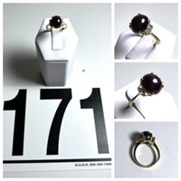 [F] Stamped 14K Gold Purple Cabochon Ring [3.87g]