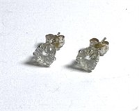 [F] Pair of Stamped 14K Gold Diamond Stud Earrings