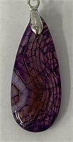 Purple Striped Agate Pendant w/ Chain