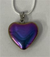 Rainbow Hematite Heart Pendant w/ Chain
