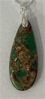 Jade & Copper Bornite Pendant w/ Chain