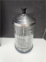 Vintage Barbicide Glass Jar 7 1/2" h