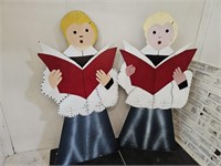 2 Vintage Christmas Wooden Carolers 48" high