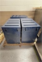 3 Blue Stacking File Cabinets