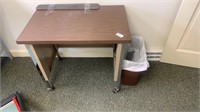 Metal rollable table with wooden top 30 x 26 x 19