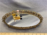 Vintage Oval Mirrored Vanity Tray