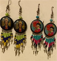 Frida Kahlo Earrings Old, Metal Frida Earrings