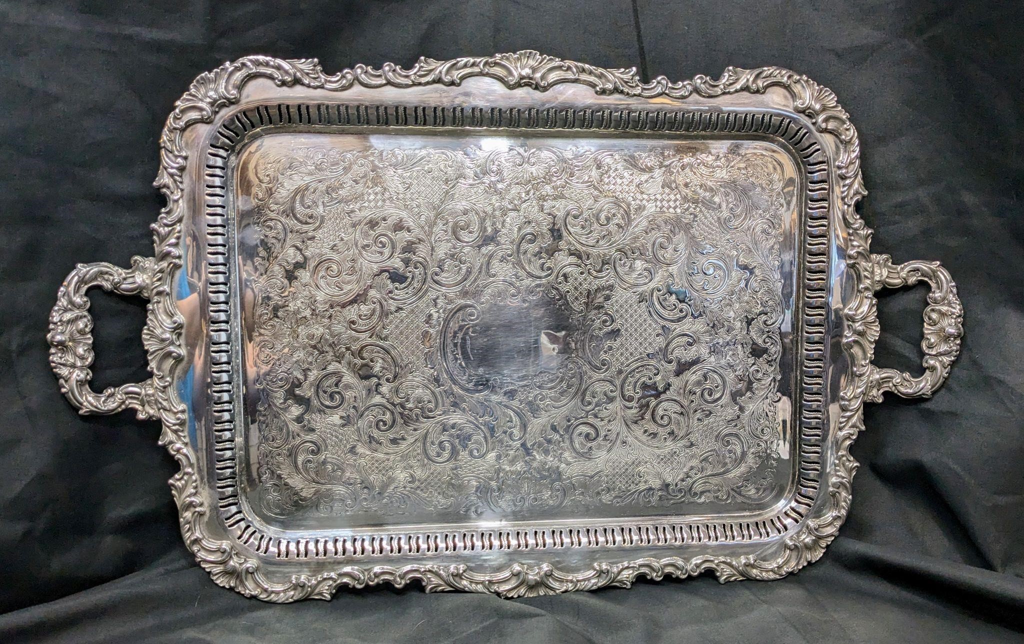 Old English Reproduction Silver Plate Tray