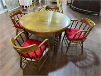 Wood Round 48" Table and 4 Bucket Chairs