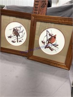 PAIR OF FRAMED CARDINAL PICTURES, 18 X 19"
