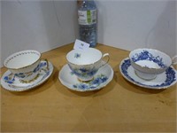 3 Tea Cups - Coalport / Colclough / Sutherland