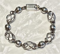 Sterling silver ball and twist bracelet