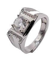 925S 1.0ct Moissanite Diamond Mens Ring