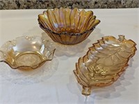 CARNIVAL GLASS SERVING DISHES