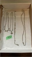 Silver and Clear Rhinestones Necklaces, 1 broken