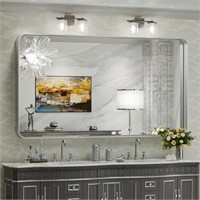 TokeShimi 55 x 36 Inch Brushed Silver Mirror Wall