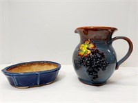 POTTERY PITCHER - GRAPE PATTERN