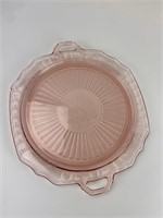 Pink Depression Glass Handles Platter 12x14"