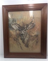 Framed Deer Print K Maroon