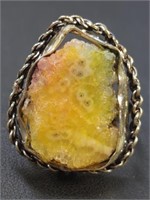 925 stamped solar agate ring size 7.5