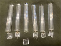 SIX VINTAGE CRYSTAL PRISMS APPROX 6.9in L