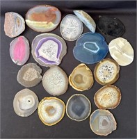 Group of 18 polished geodes