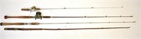 FOUR ANTIQUE FISHING RODS