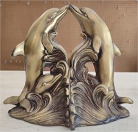 Brass Dolphin Bookends, 7.5"