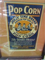 VINTAGE FRAMED JOLLY TIME POP CORN ADVT