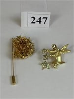 STICK PIN WITH RUFFLEY FLOWER TOP NATURES JEWELRY