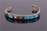 NATIVE AMERICAN Sterling & Turquoise Cuff Bracelet