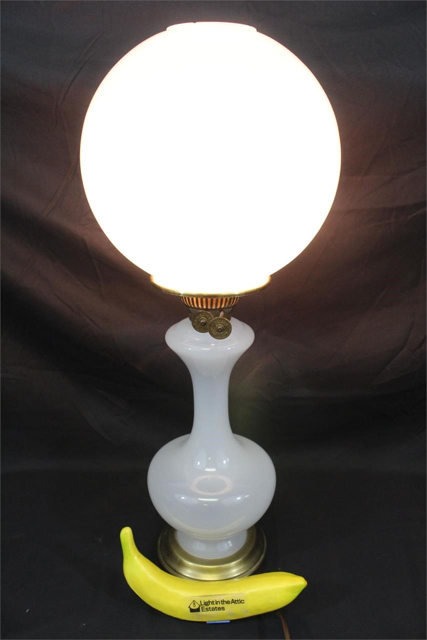 Vtg. "Duplex" Electrified White Glass~Oil Lamp